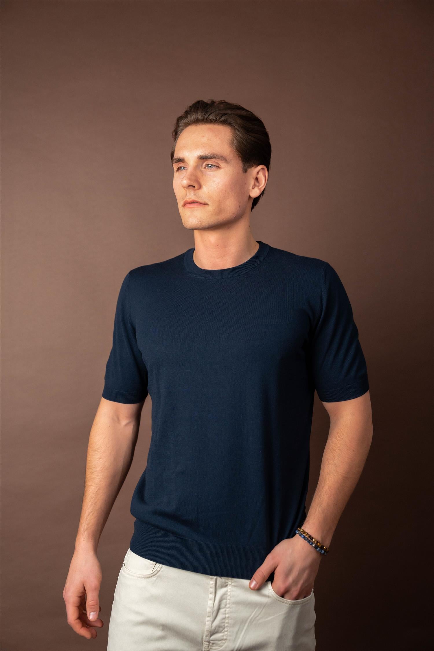 Ribbed T-shirt - Navy