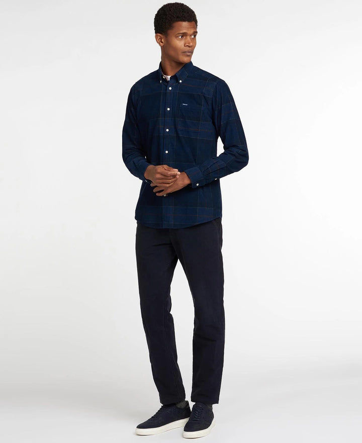 Blair Tailored Tartan Cord Shirt - Navy