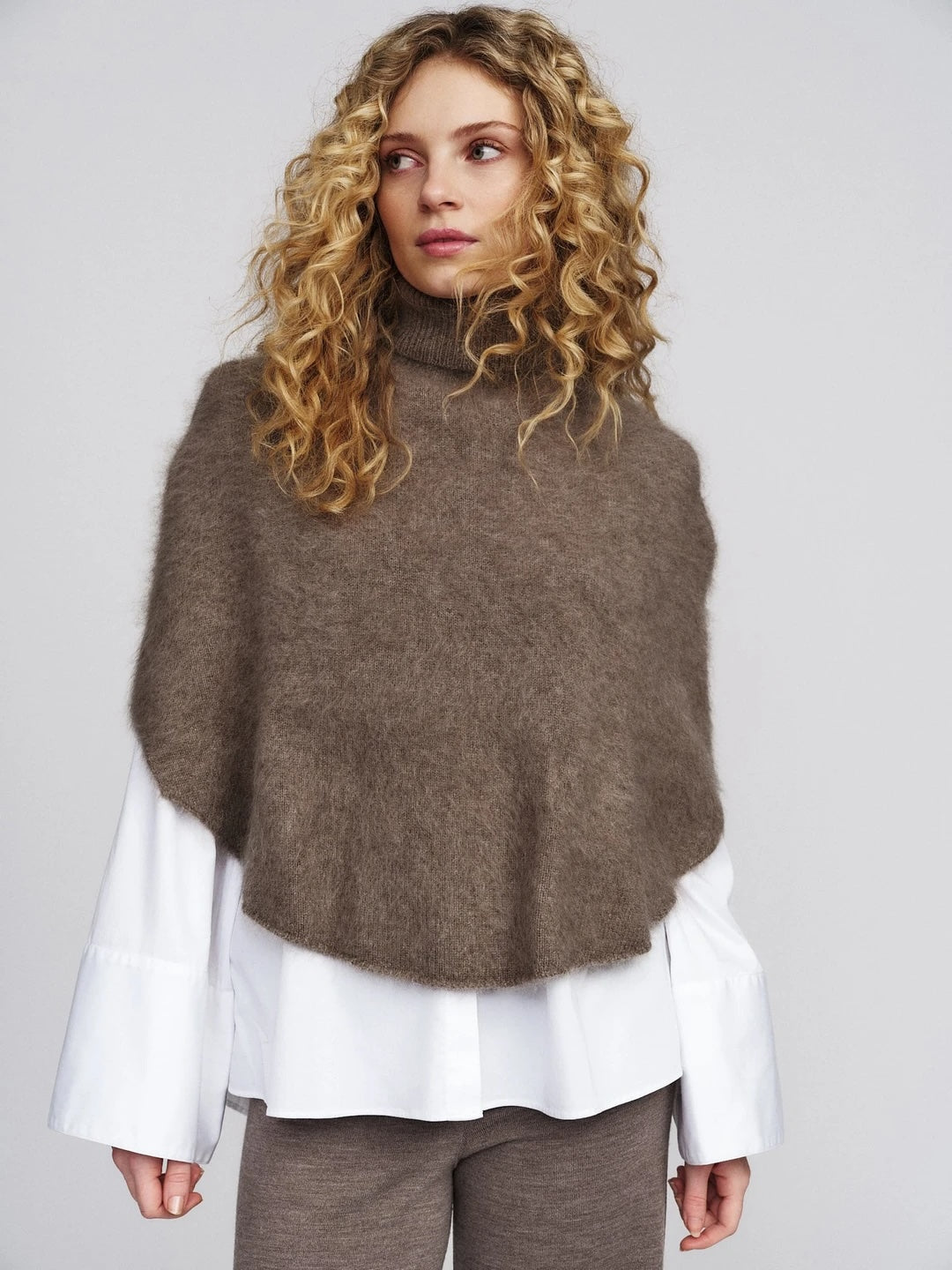 Maiken Brushed Poncho - Light Brown
