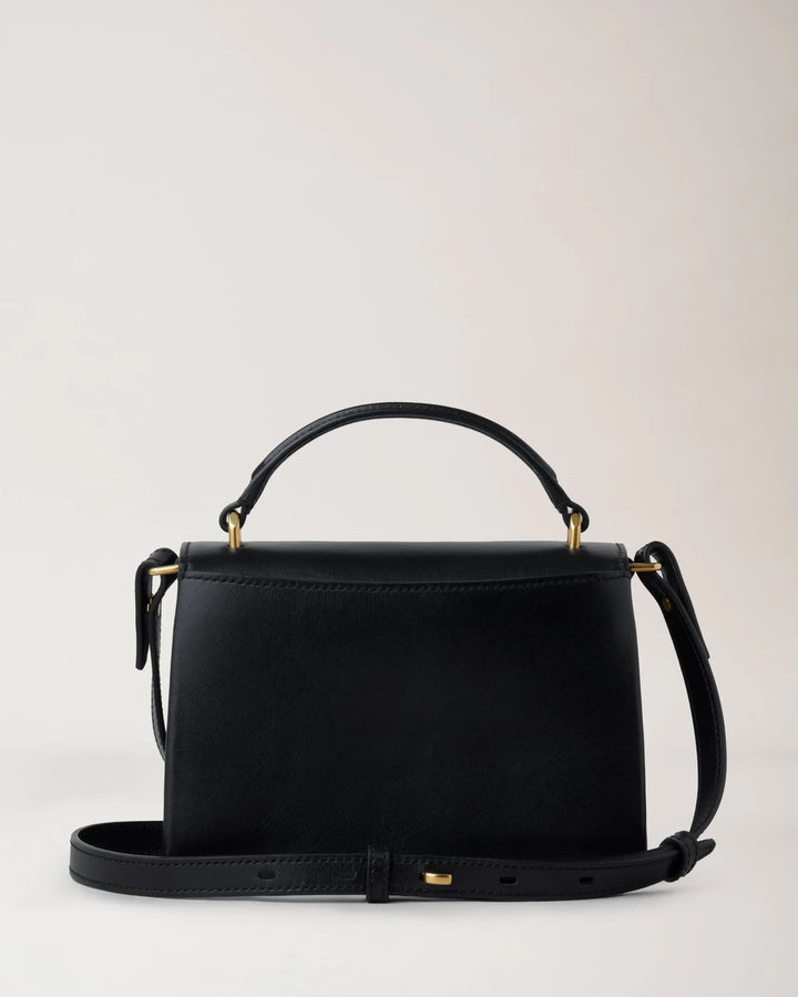 Small Lana Top Handle Black High Gloss Leather