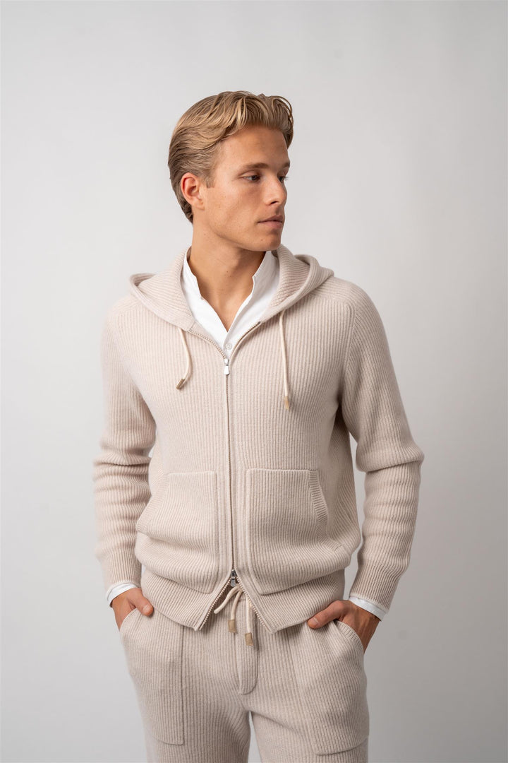 Hoodie - 100% Cashmere - Beige