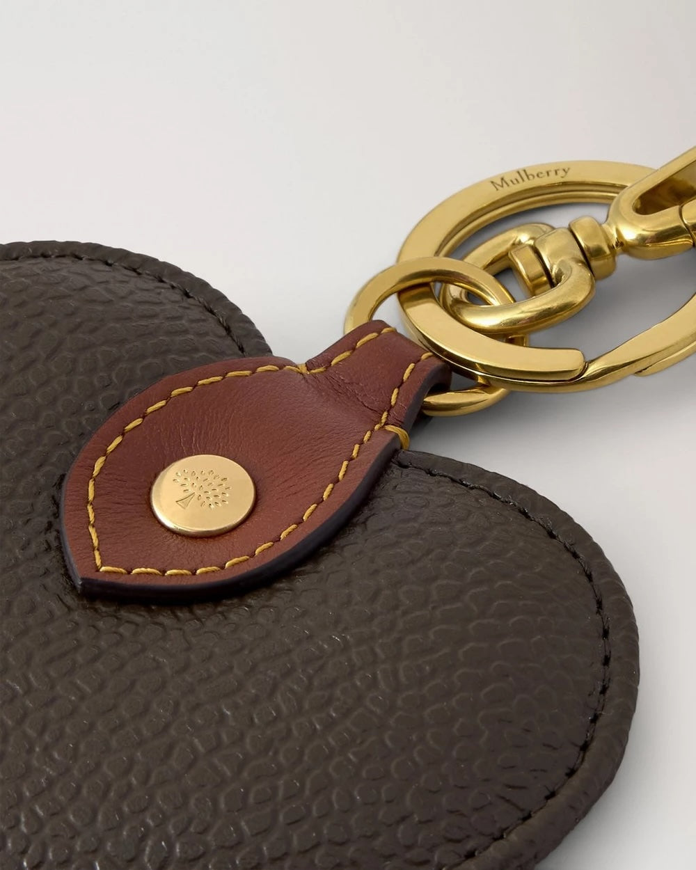 Heart Keyring Scotchgrain Mole-Cognac