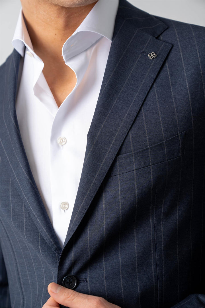 Pinstripe Suit - Navy