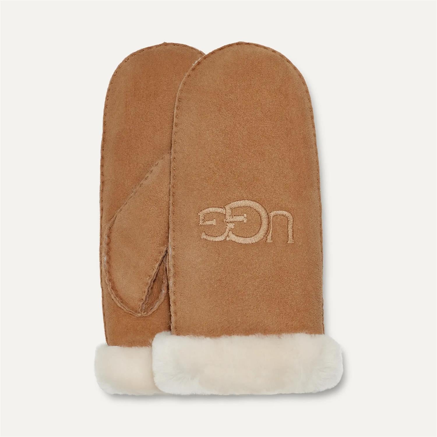 Shearling UGG Embroidery Mitten - Chestnut