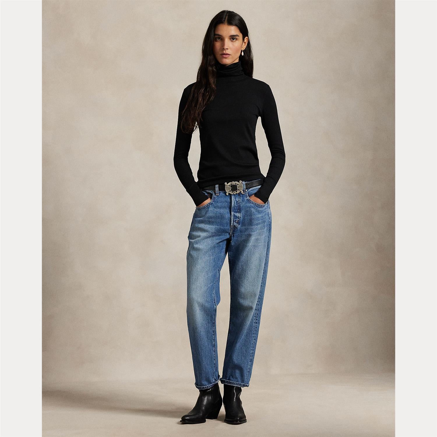Stretch-Blend Turtleneck Black