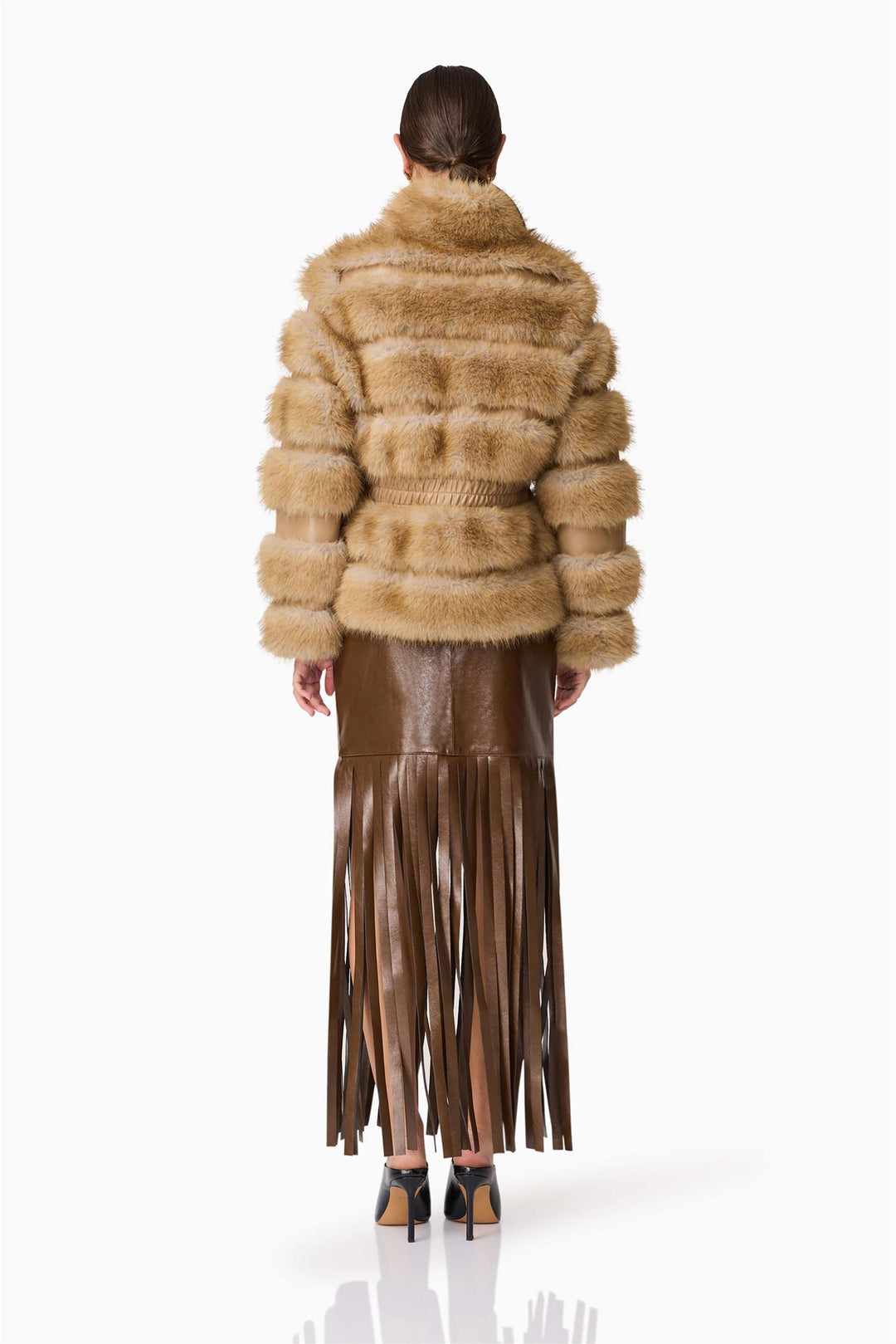 Aisling Faux Fur and Leather Jacket Taupe