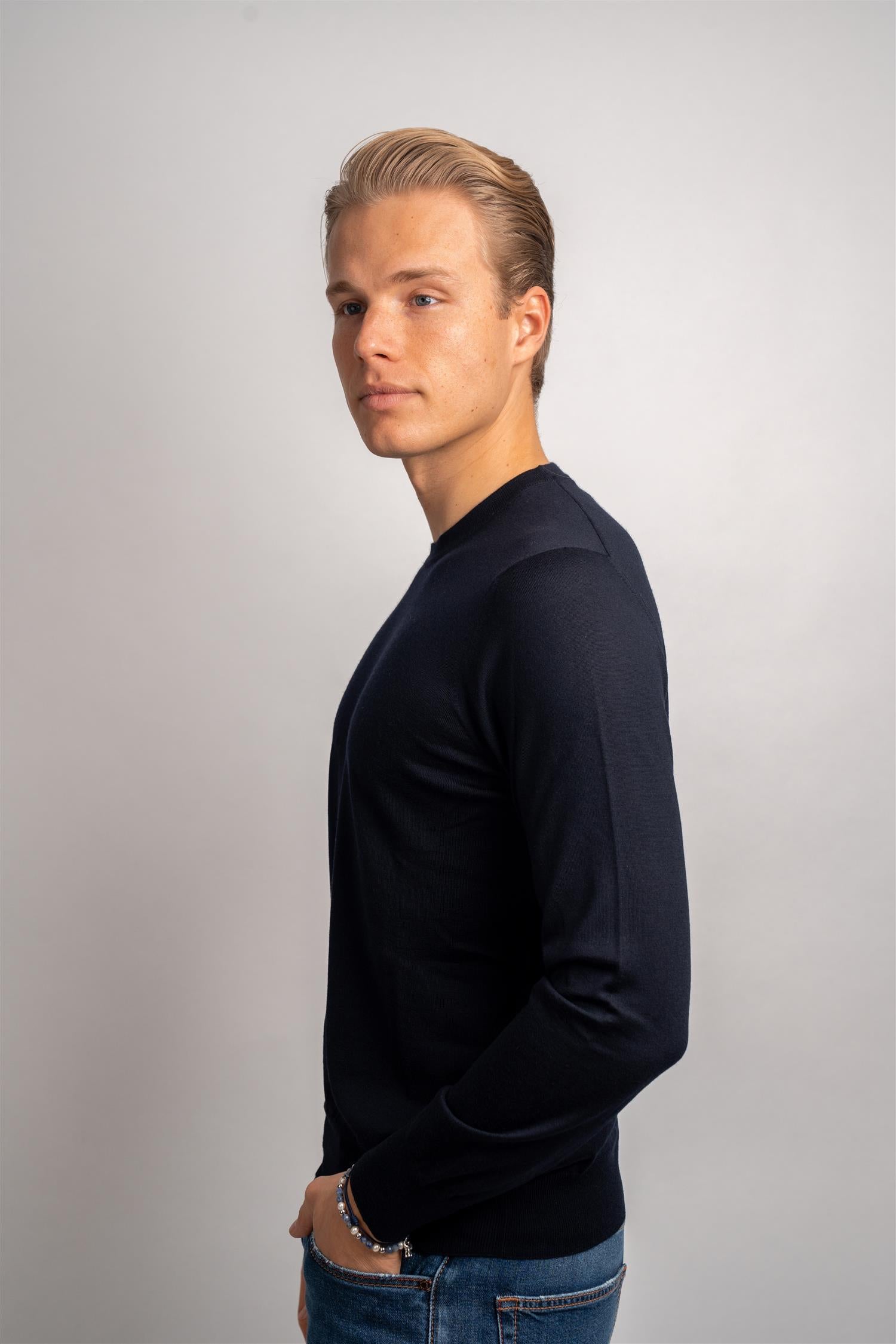 Crew Wool / Cashmere - Navy