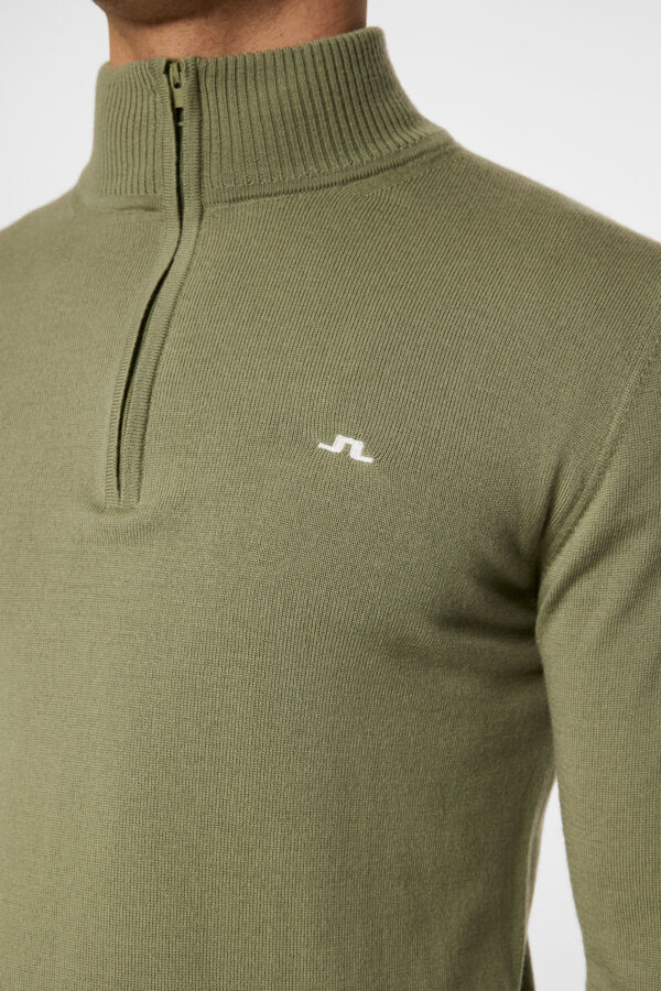 Kian Zipped Sweater - Oil Green