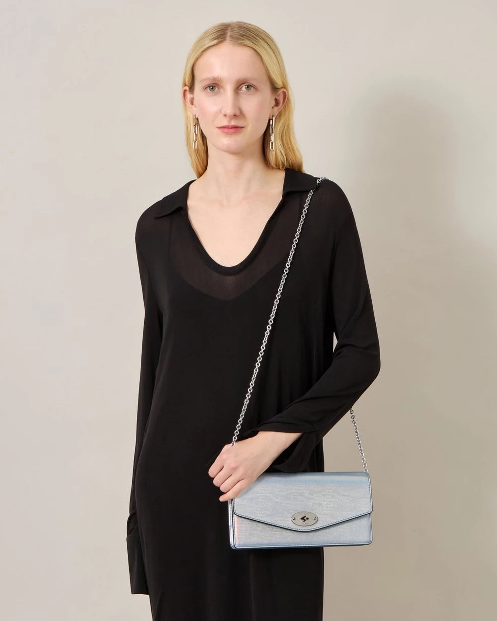 Darley Clutch Metalic Lizard Silver