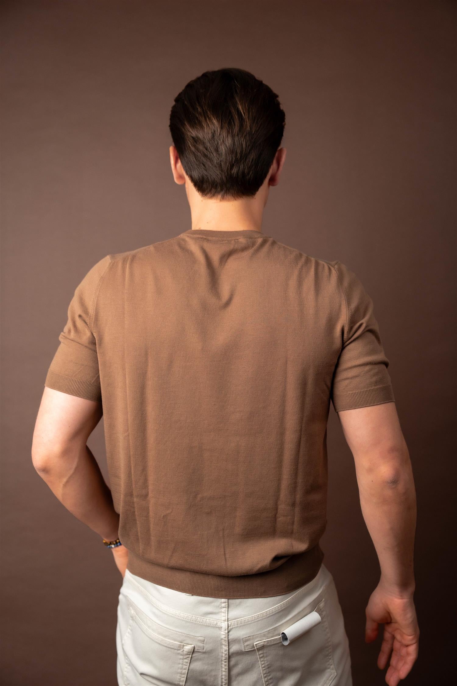 Ribbed T-shirt - Brun