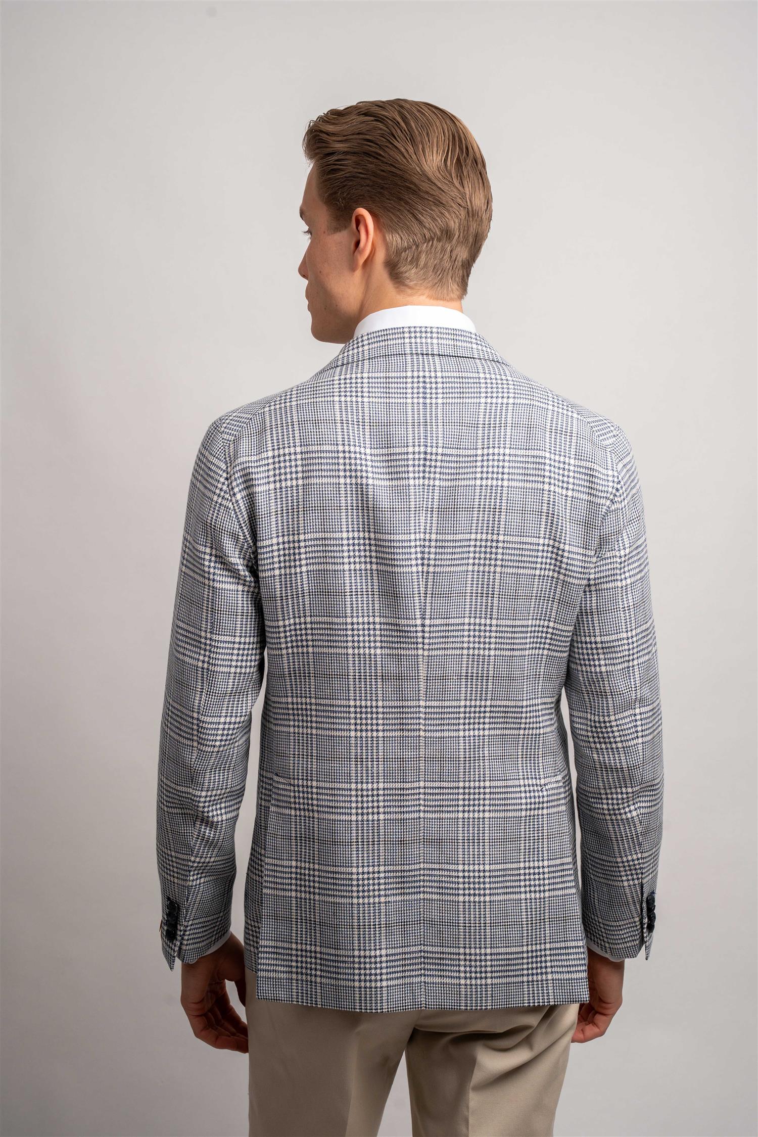 Blazer Linen - Mørkeblå ruter