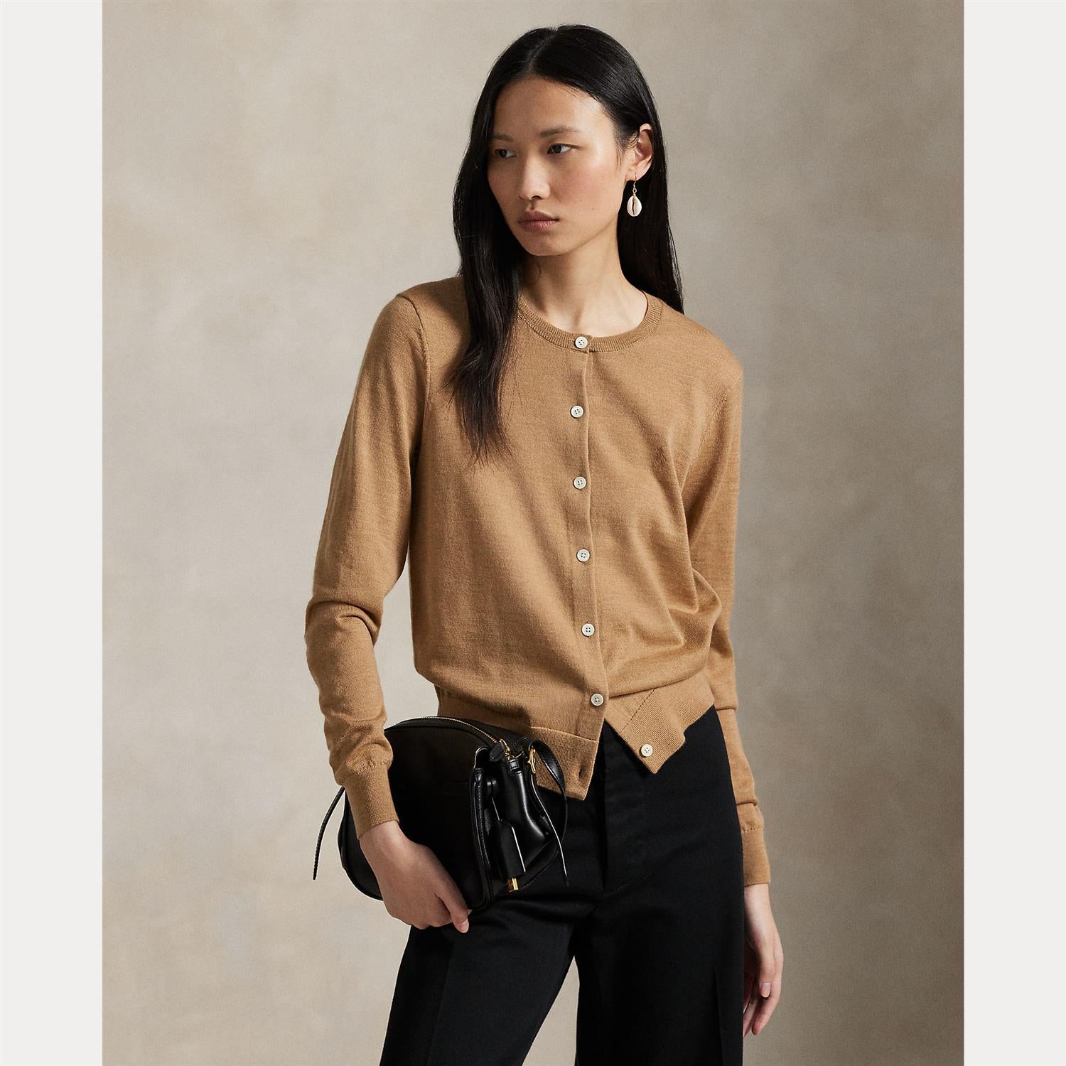 Sweater Cardigan Camel Melange