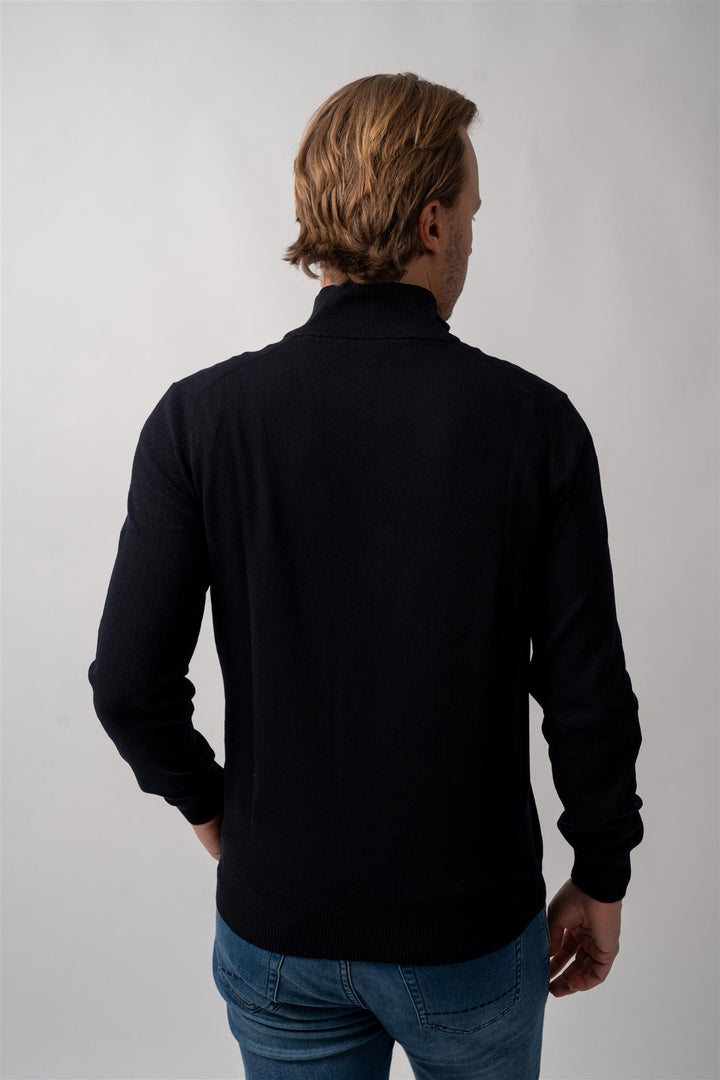 Half Zip Wool-Cashmere - Navy