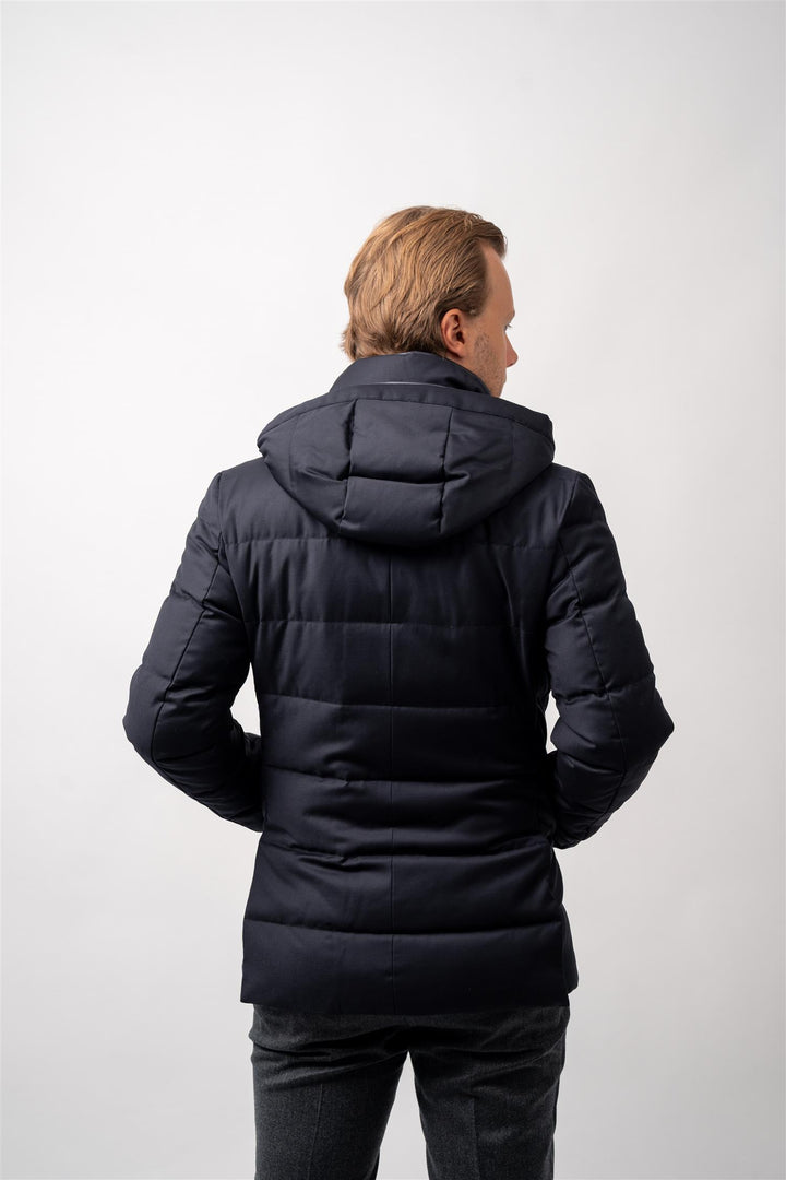 Down Coat Hood Navy