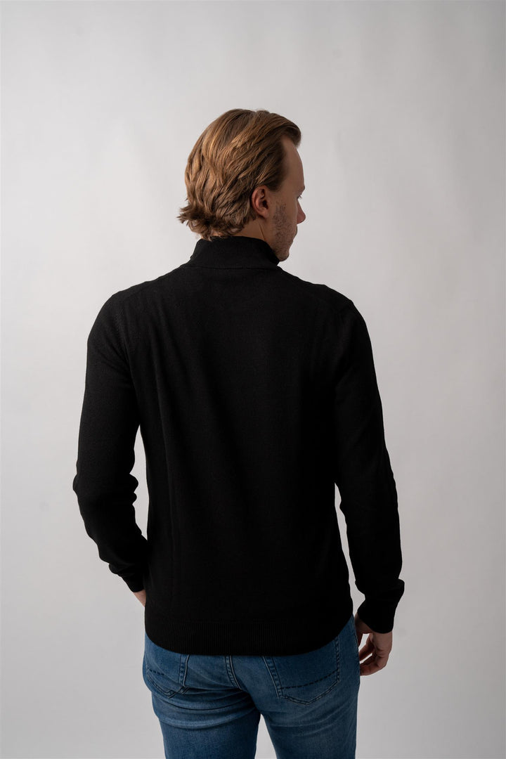 Half Zip Wool-Cashmere - Sort