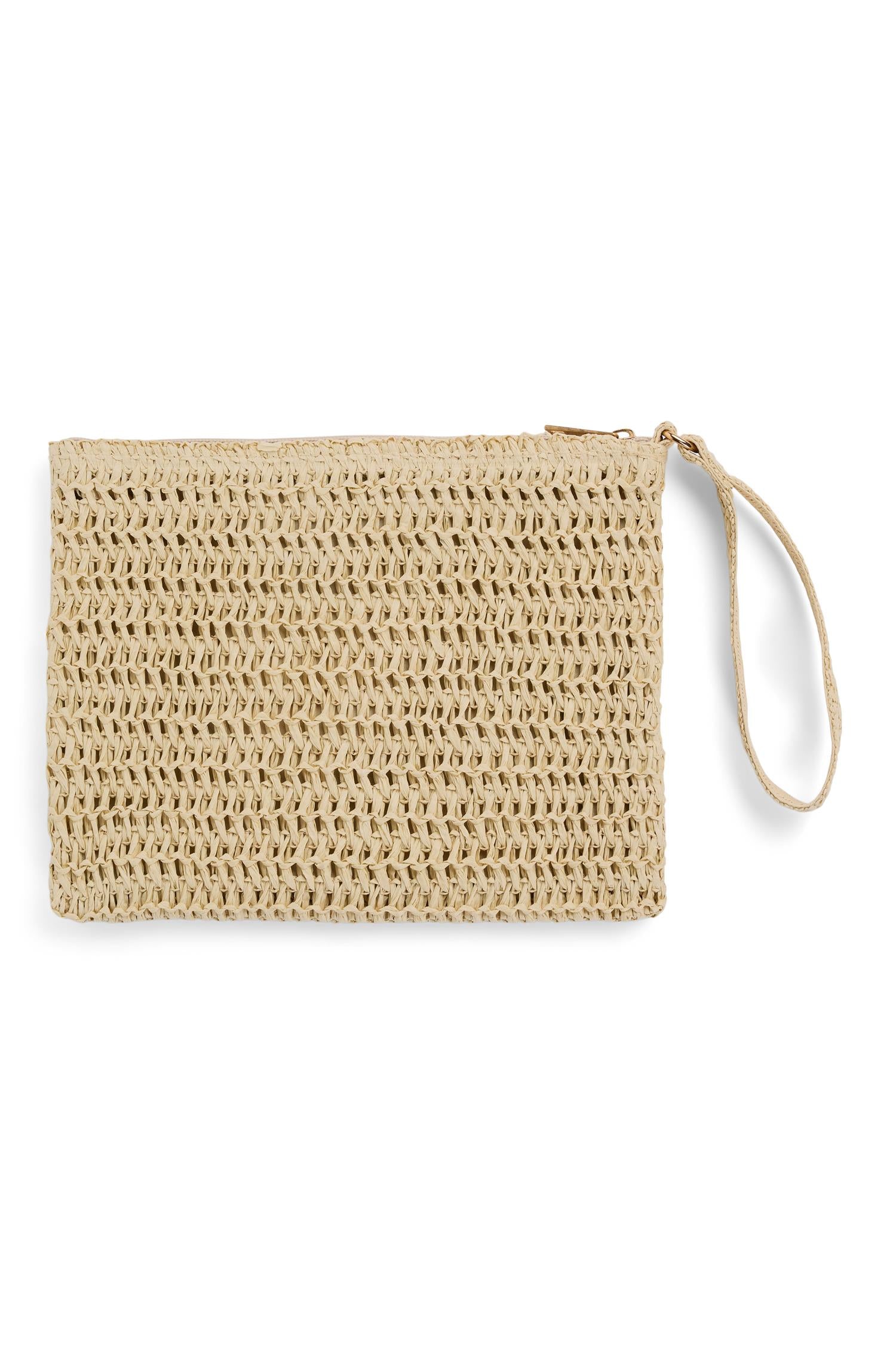 Mim Straw Clutch Beige