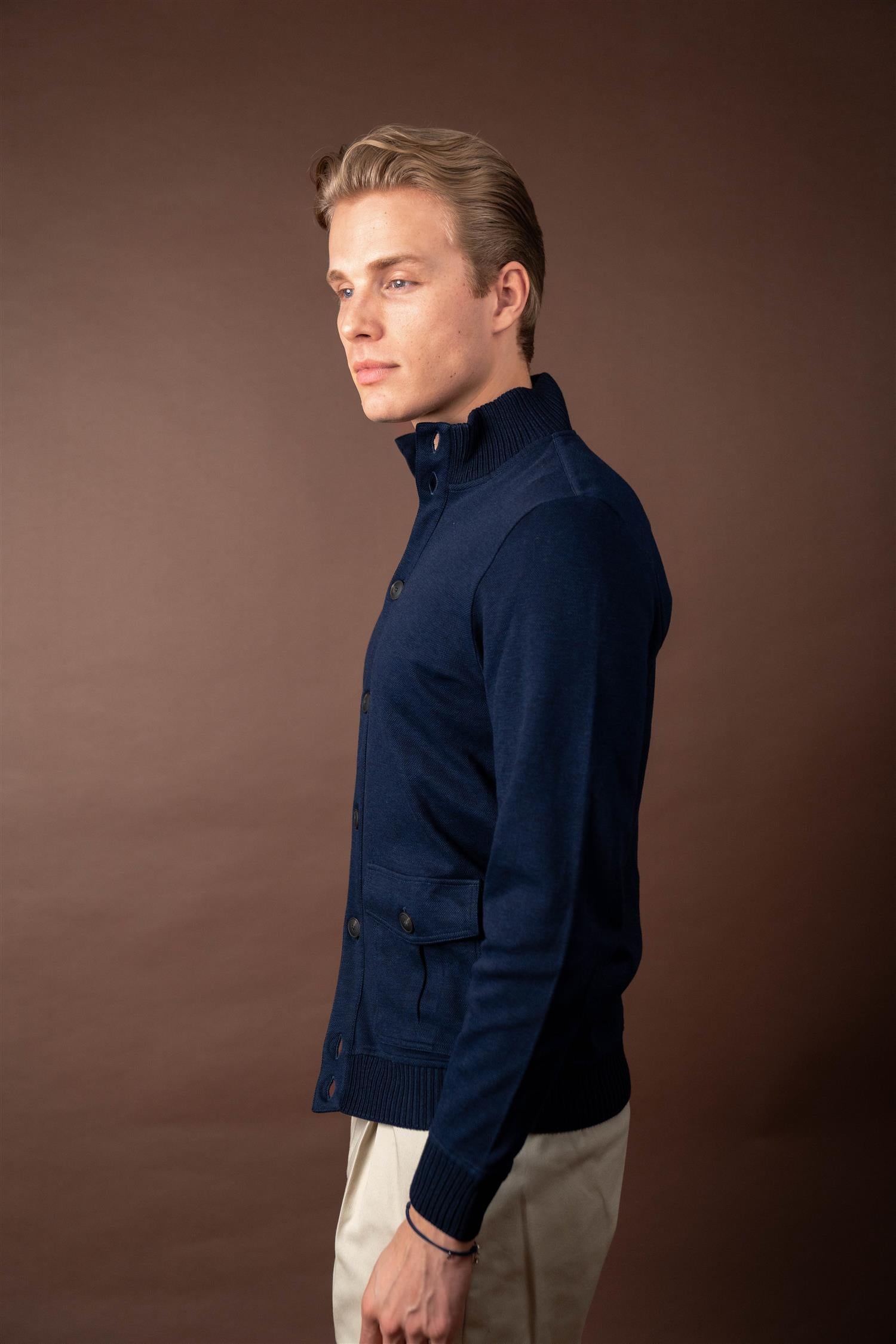 Bomber Cardigan - Navy