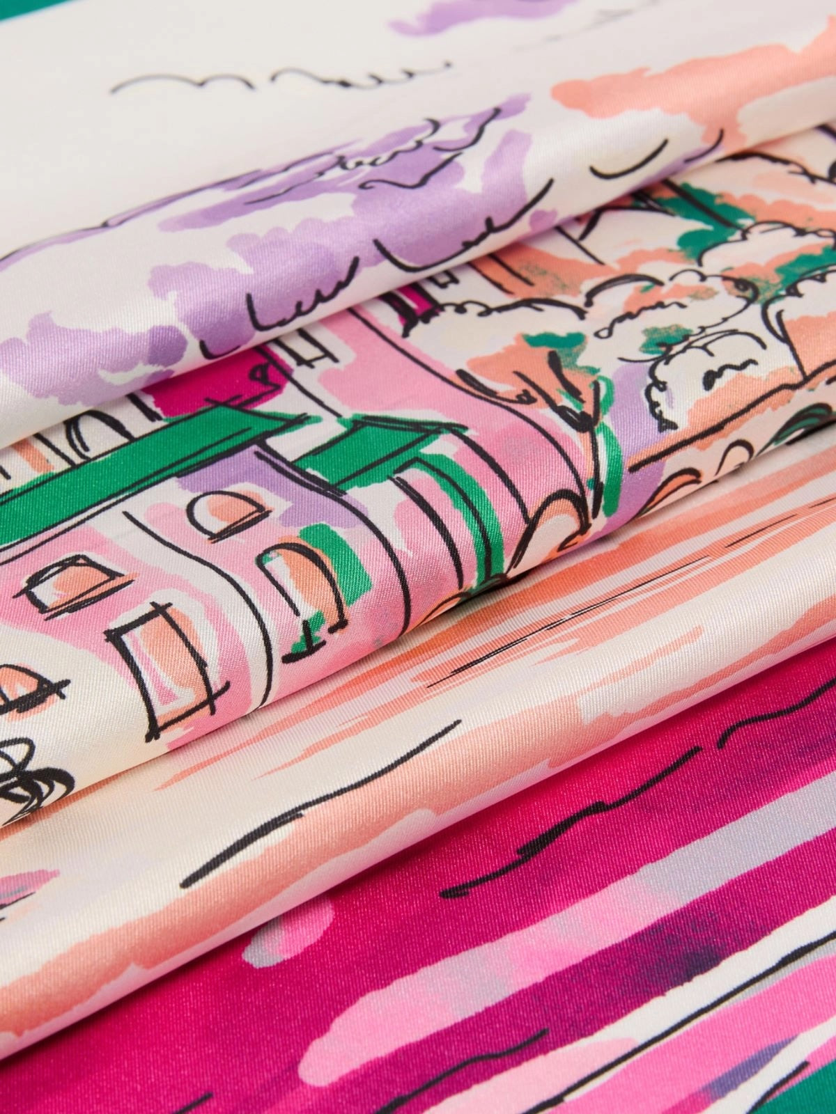 Printed silk foulard 90 x 90 - Pink