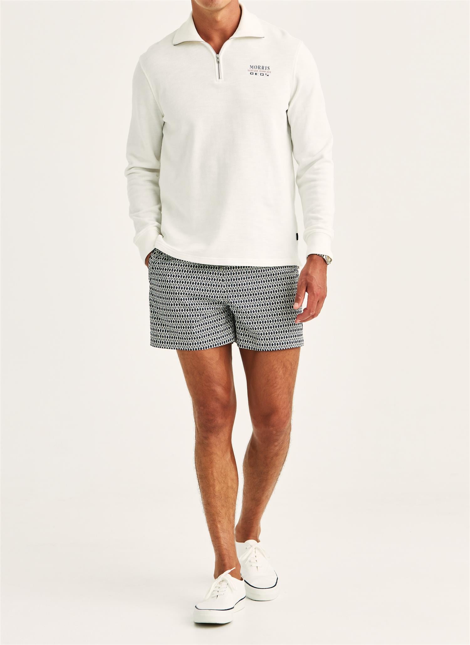 Northcott Slub Half Zip - Off WHite