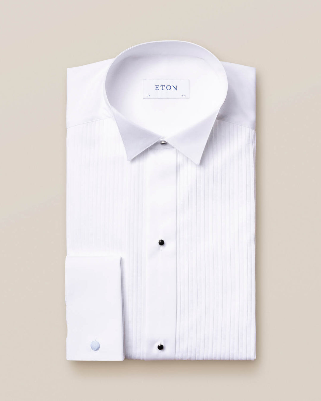 Slim White Tuxedo Plissé Shirt - Wing Collar