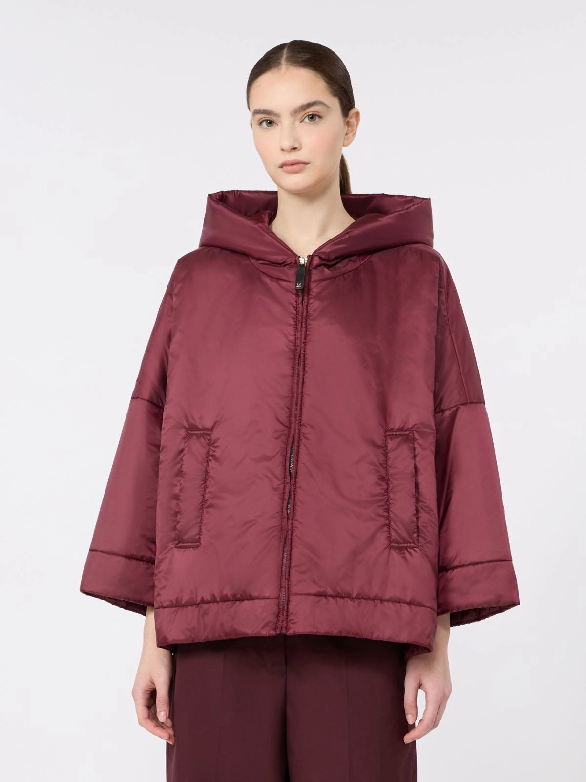 Hooded padded jacket- Red
