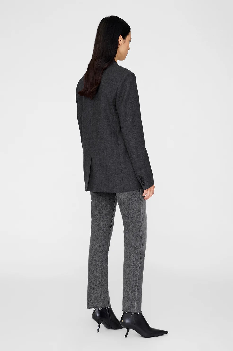 Ross Single-Breasted Blazer Dark Grey