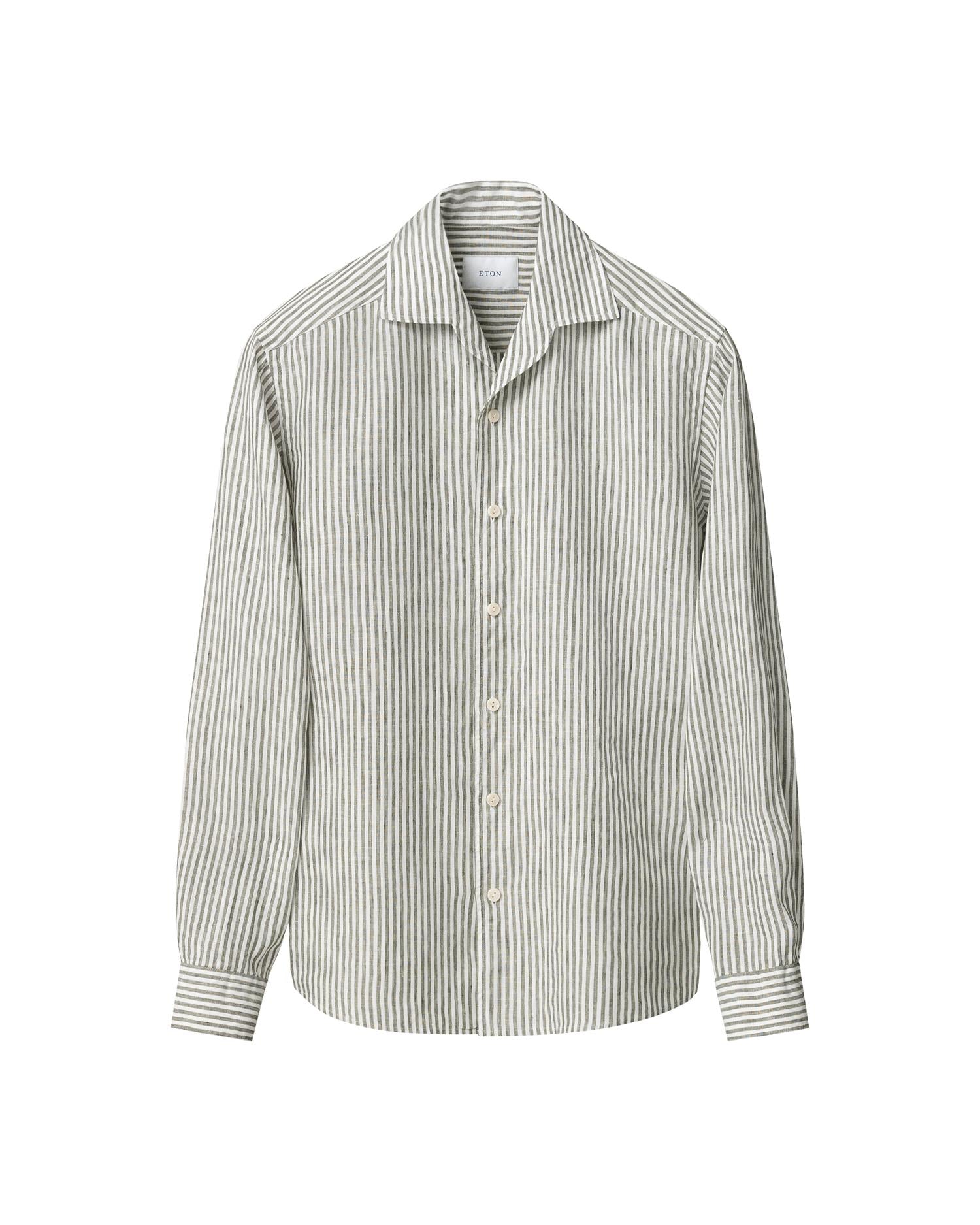 Striped Linen Shirt - Green