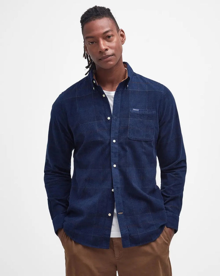 Blair Tailored Tartan Cord Shirt - Navy