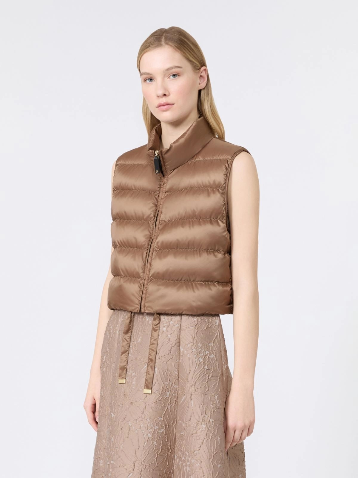 Padded cropped gilet - Honey