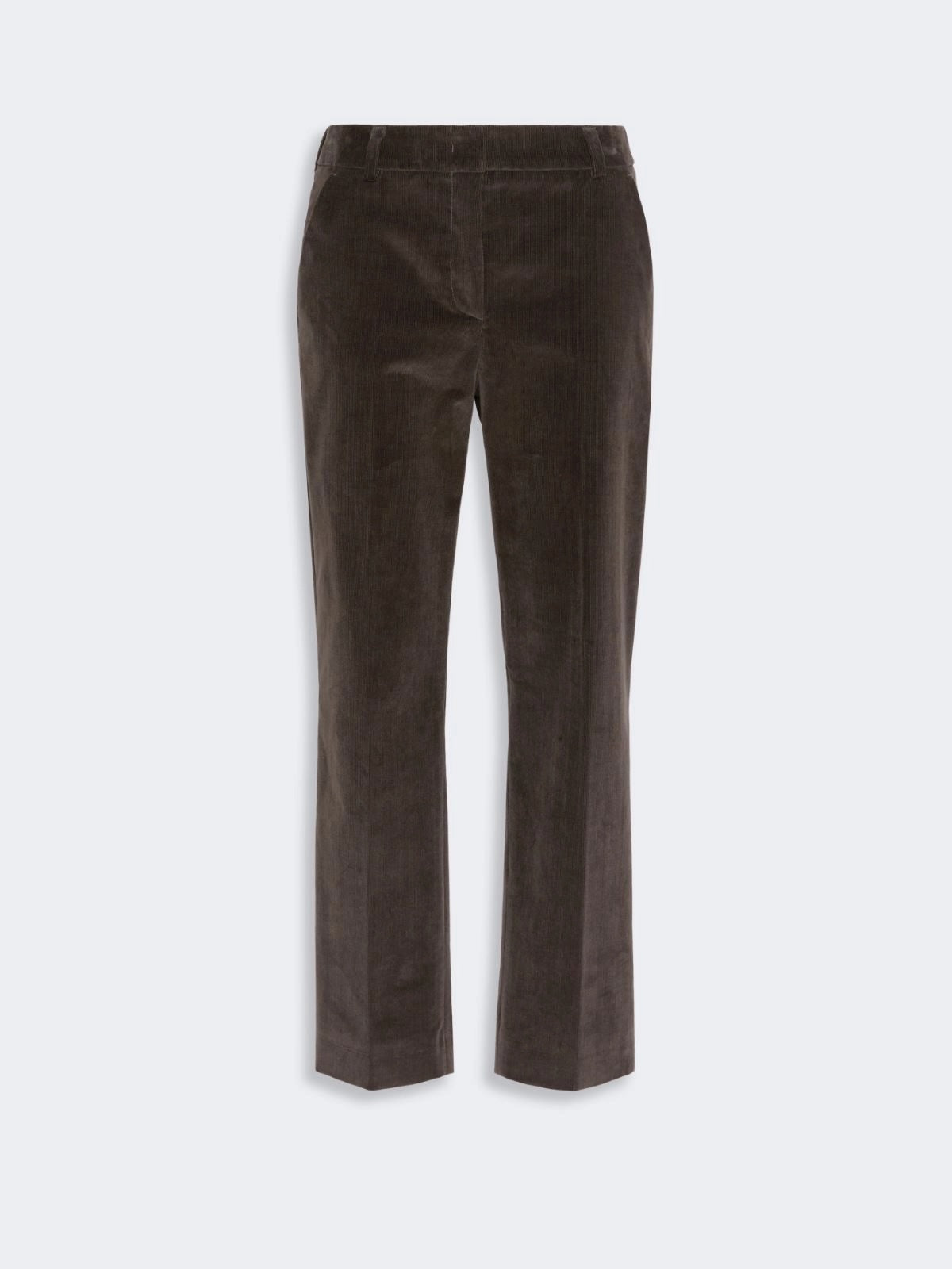 Cotton velvet cropped trousers - Dark brown