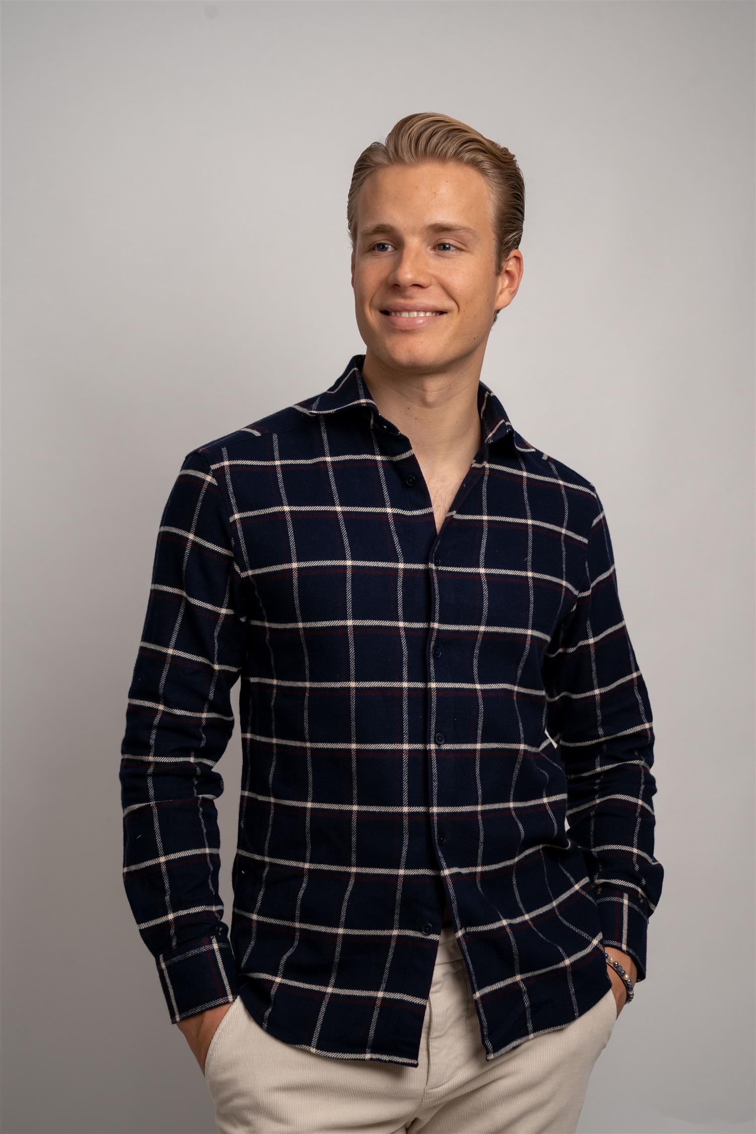 Check Heavy Flannel Shirt - Navy