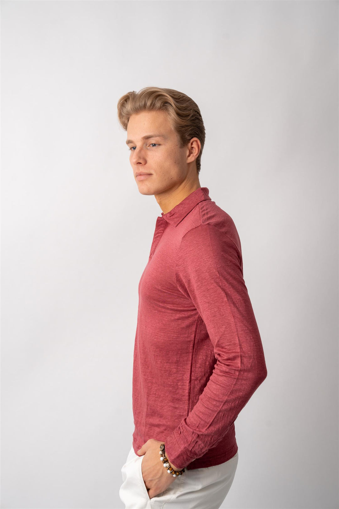 Polo Long Sleeve Linen - Plum