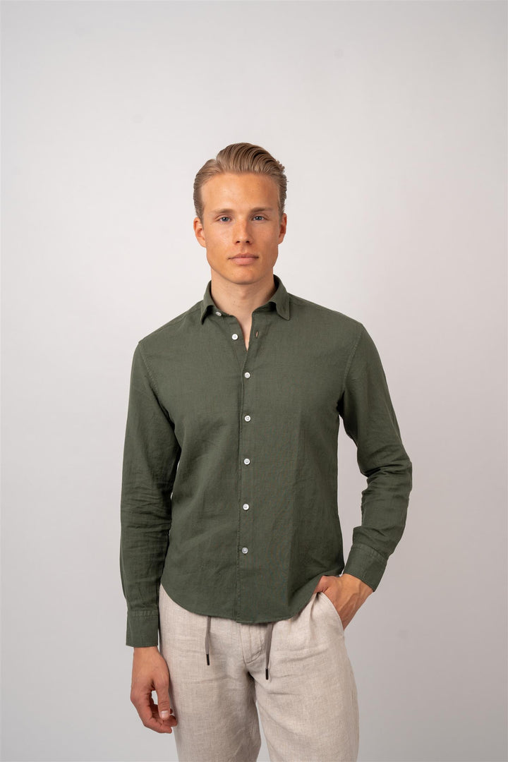 Linen Shirt - Oliv