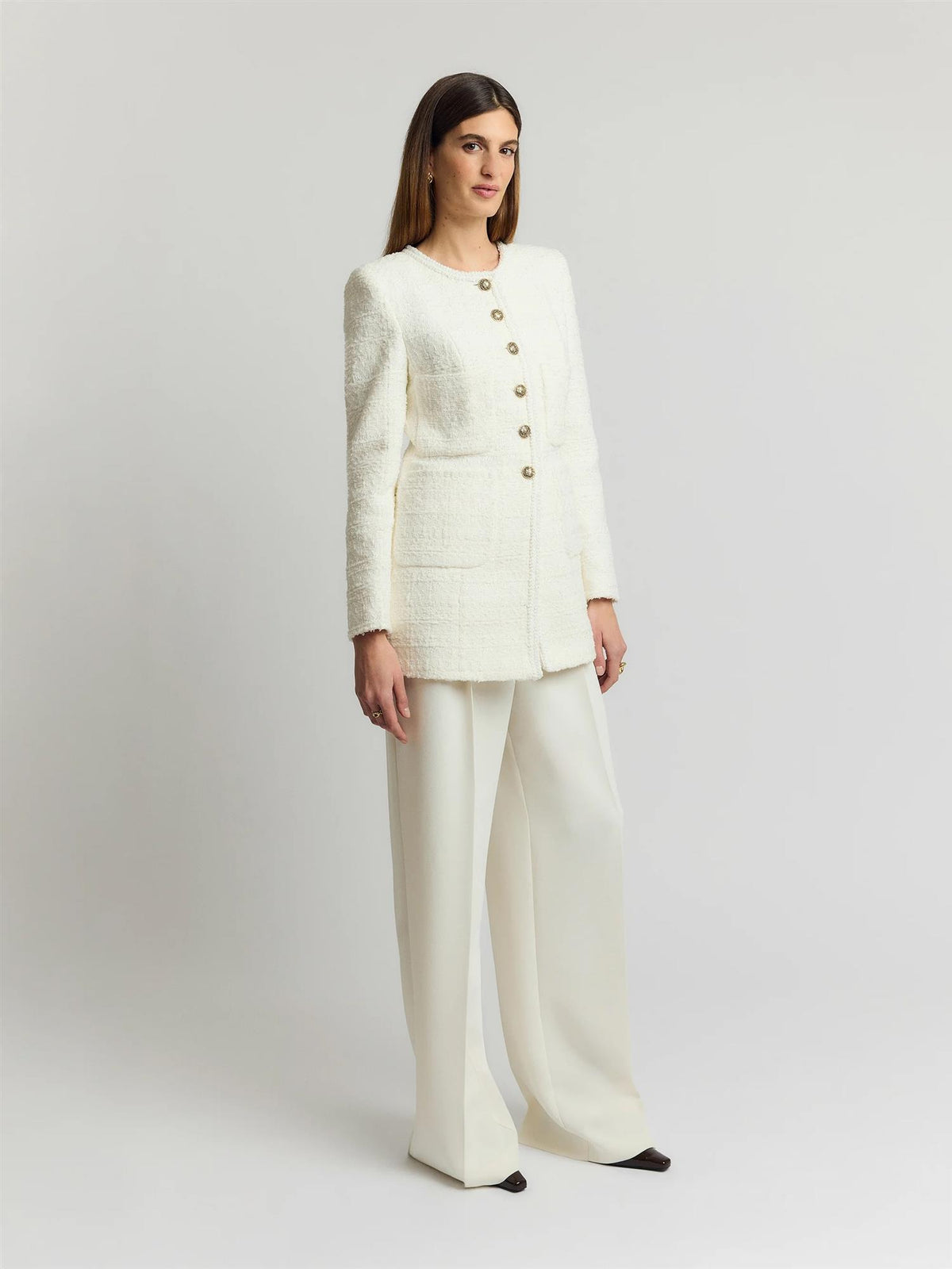 Ameline Bouclé Blazer Chalk White
