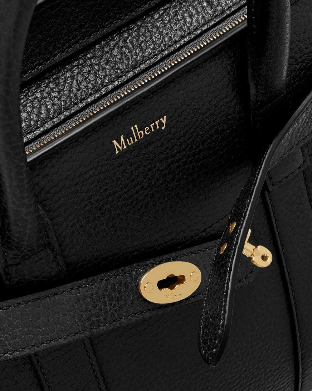 Mini Zipped Bayswater - Black Small Classic Grain