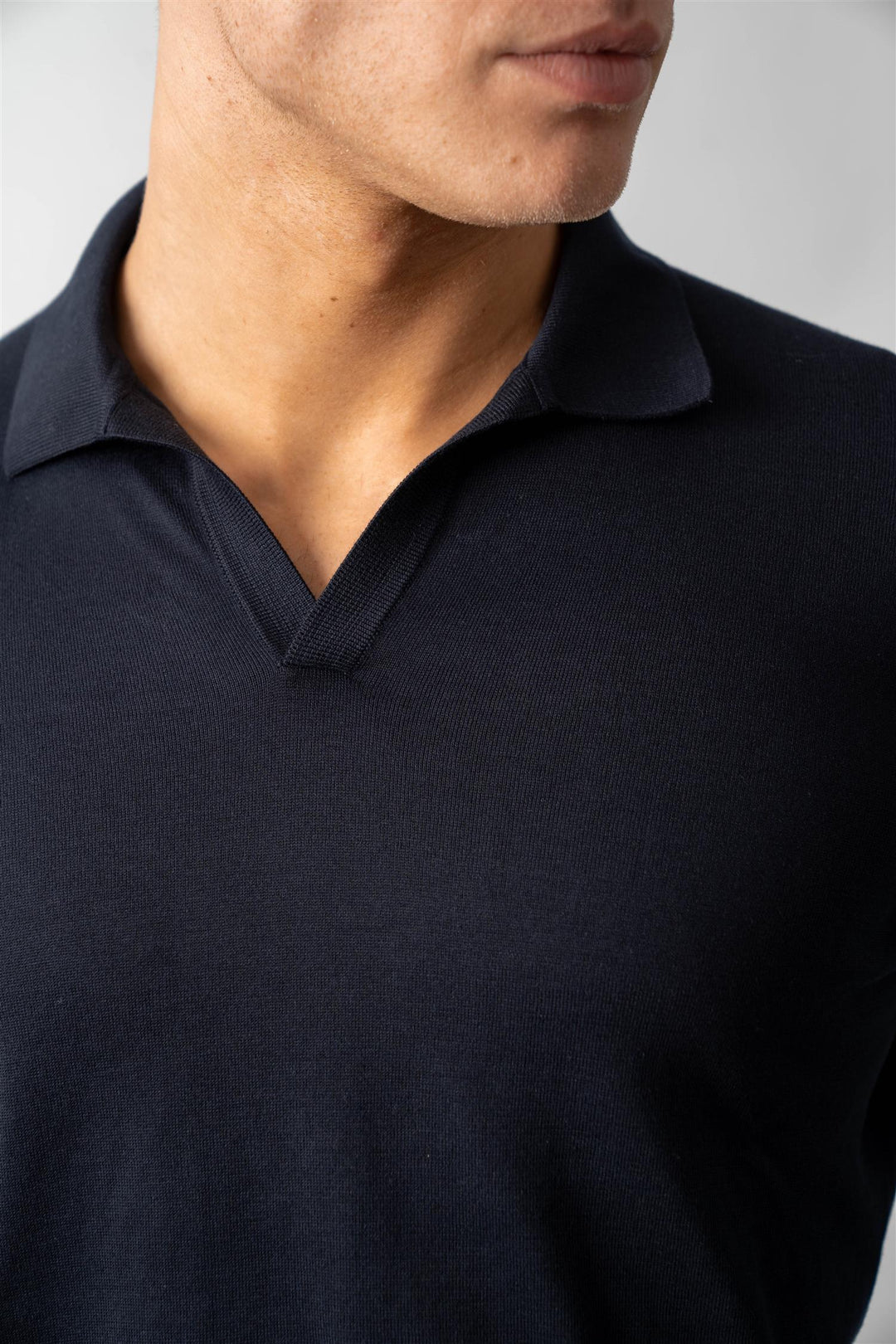 Cotton LS Polo - Navy