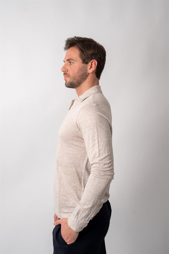 Polo Long Sleeve Linen - Beige