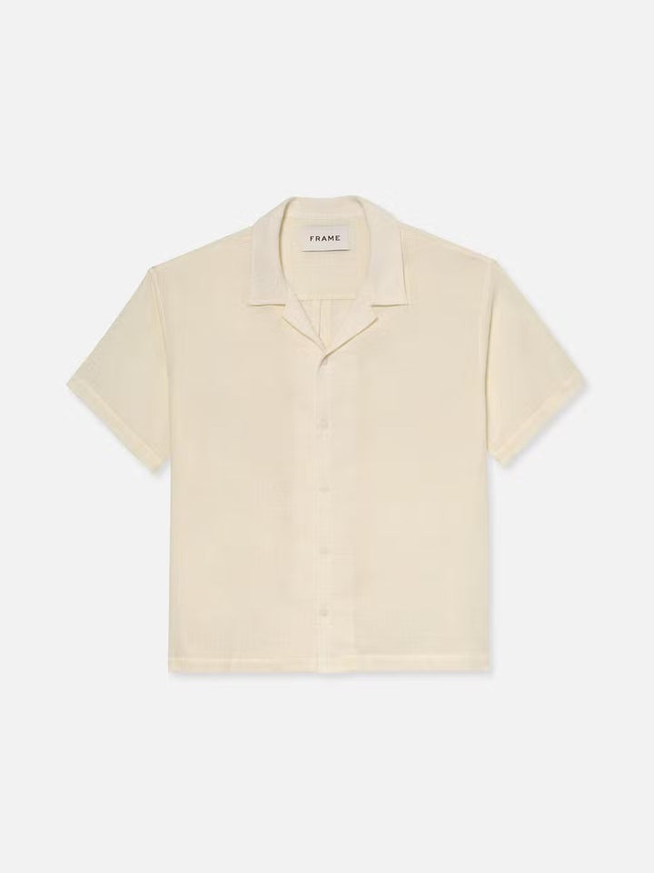 Short Sleeve Camp Collar Off White
