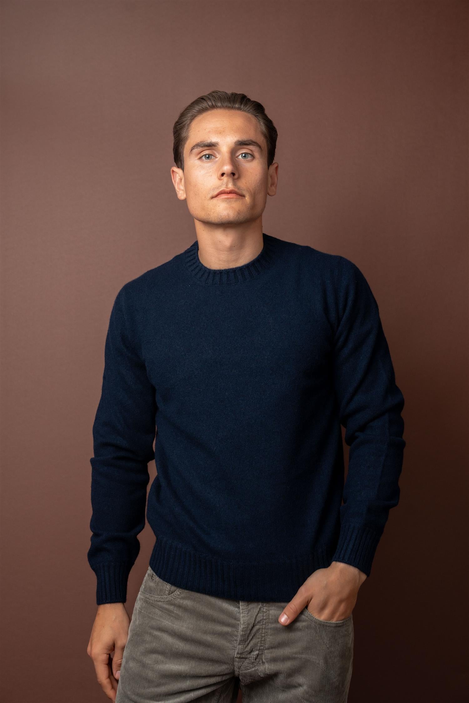 Crewneck Felted Cashmere - Navy