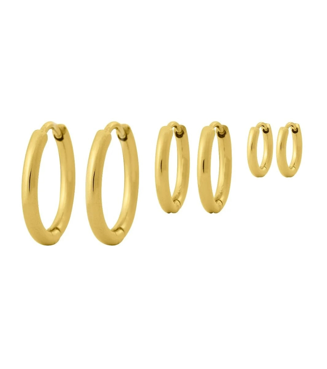 TRIPLE PAIR HOOPS GOLD