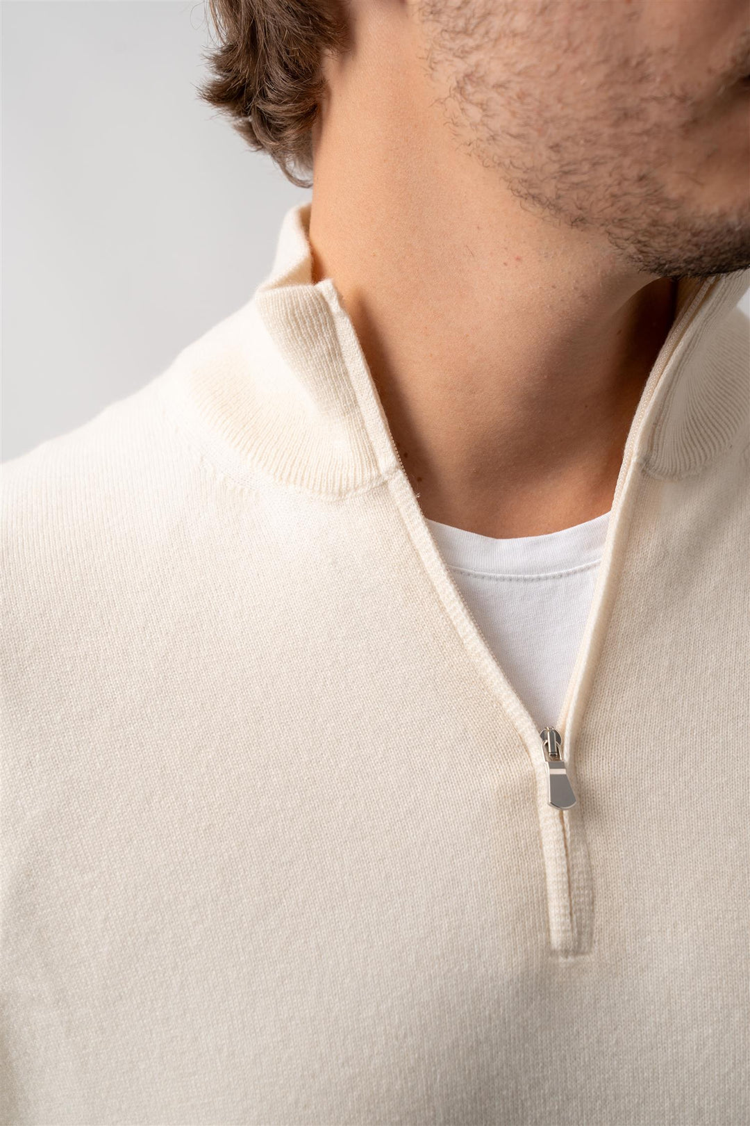 Half Zip - Cashmere - White