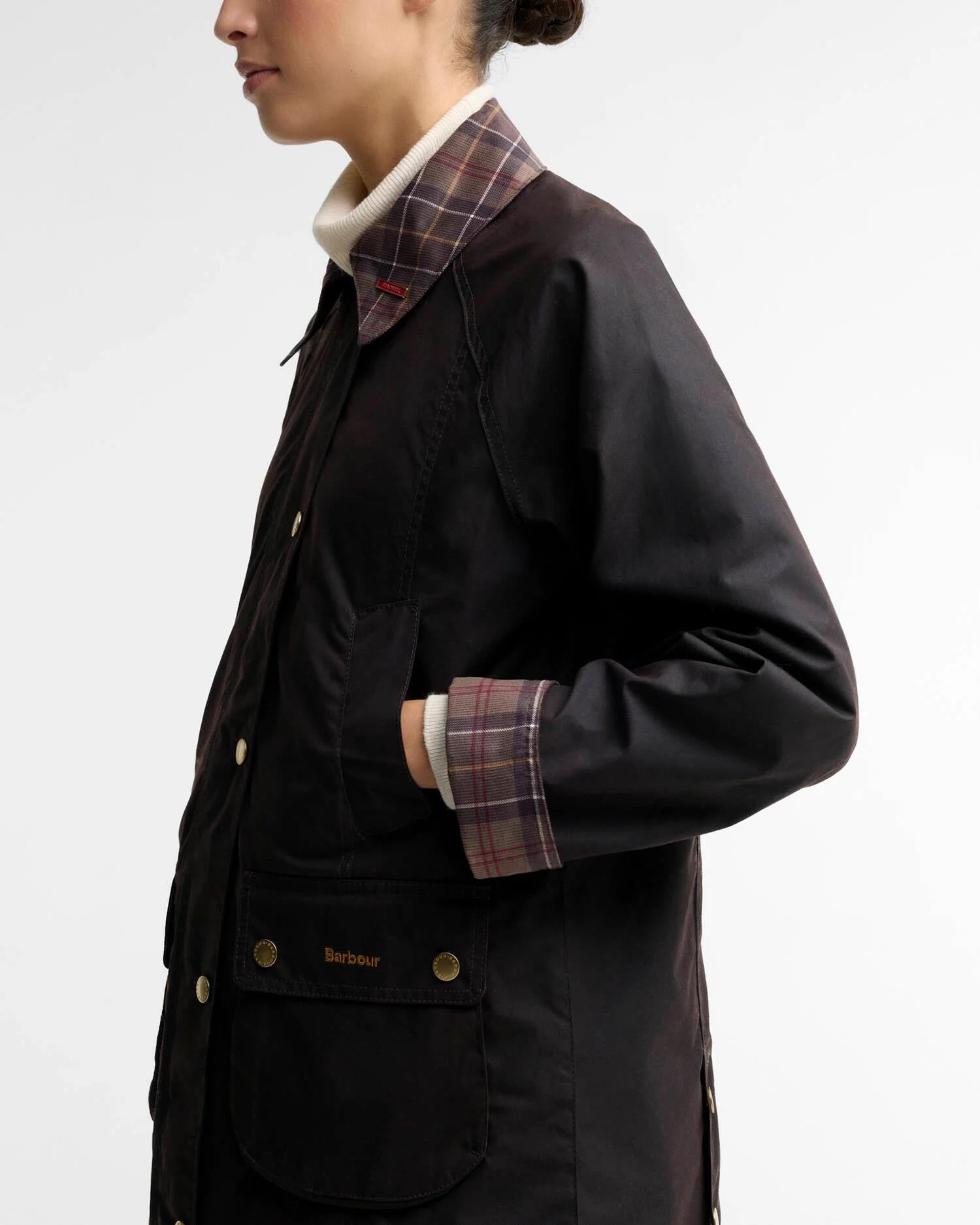 Icons Tartan Collar Modern Beadnell Waxed Jacket Rustic