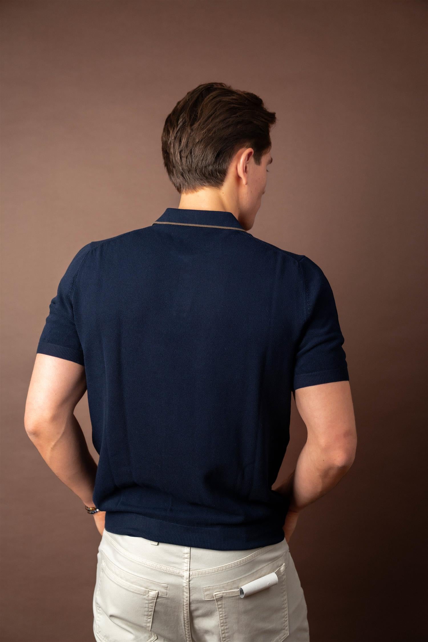 Knitted Pique Shirt - Navy