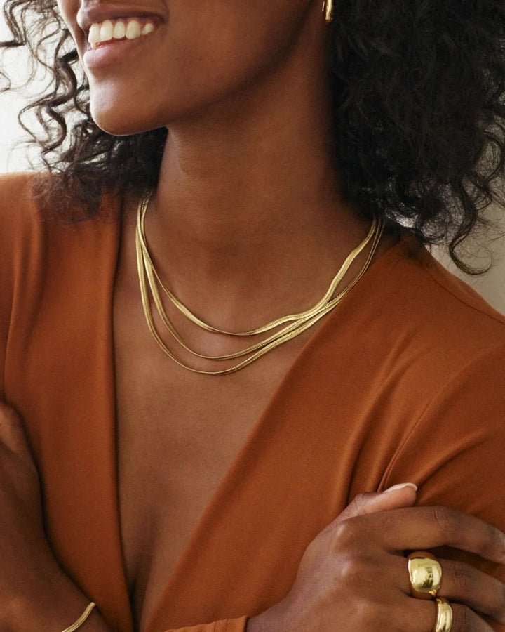 HERRINGBONE TRIPLE NECKLACE GOLD