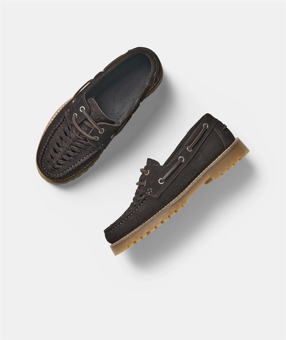 Ollie Boat Shoe - Brown Suede Braided