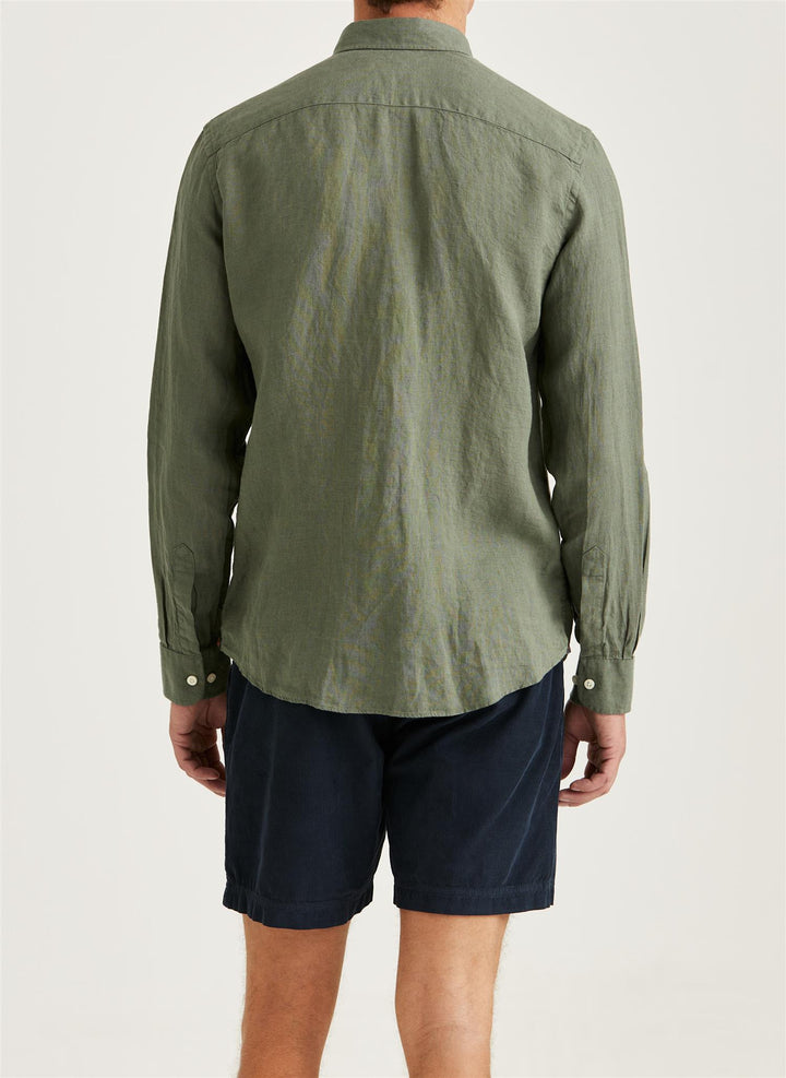 Douglas Linen Shirt -Olive