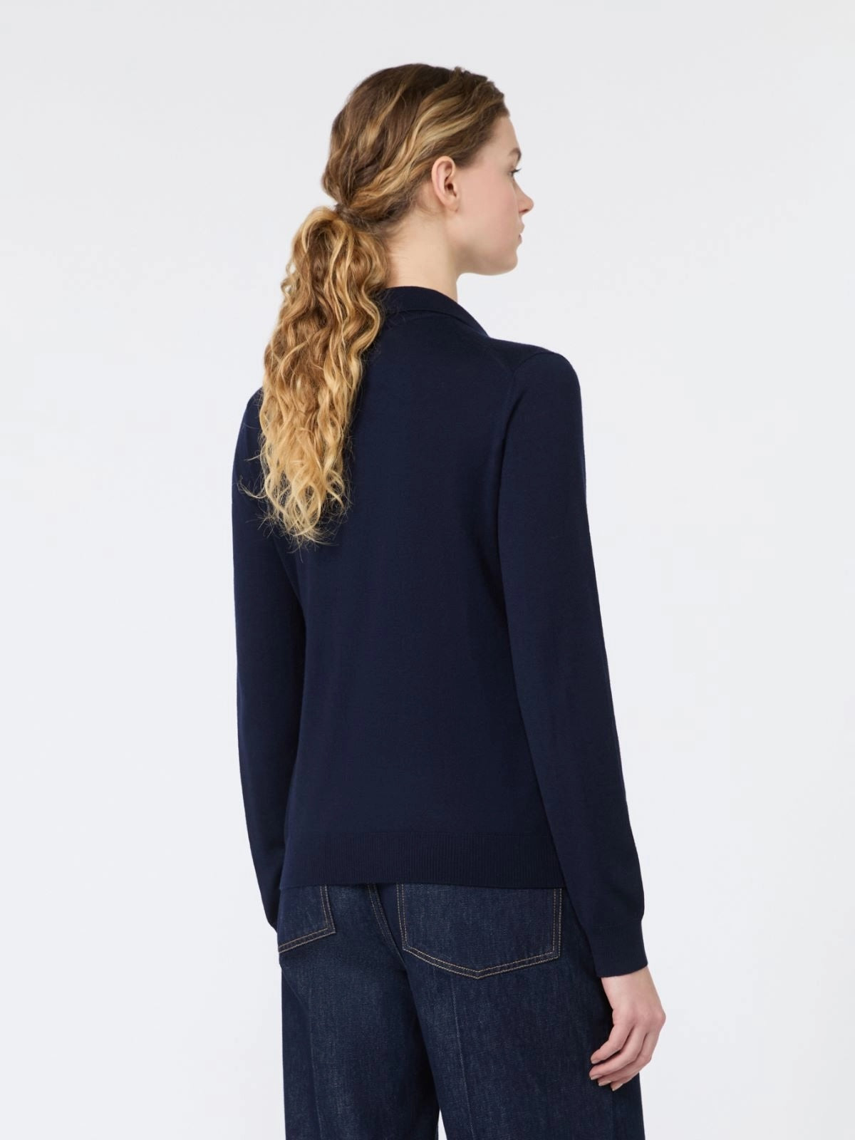 Wool and cashmere polo shirt - Navy