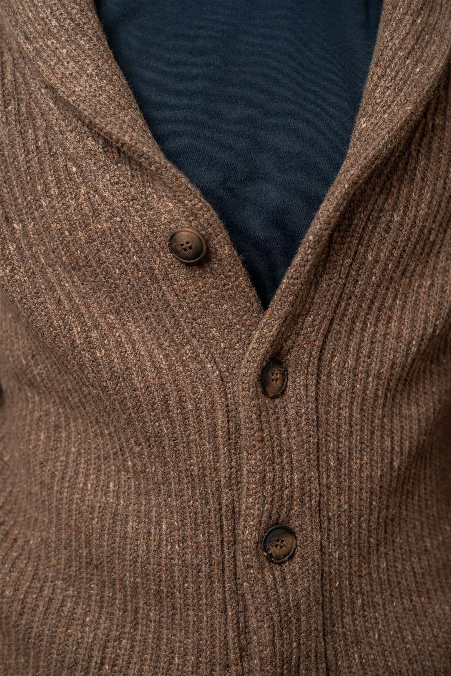 Shawl Collar Cardigan - Brun