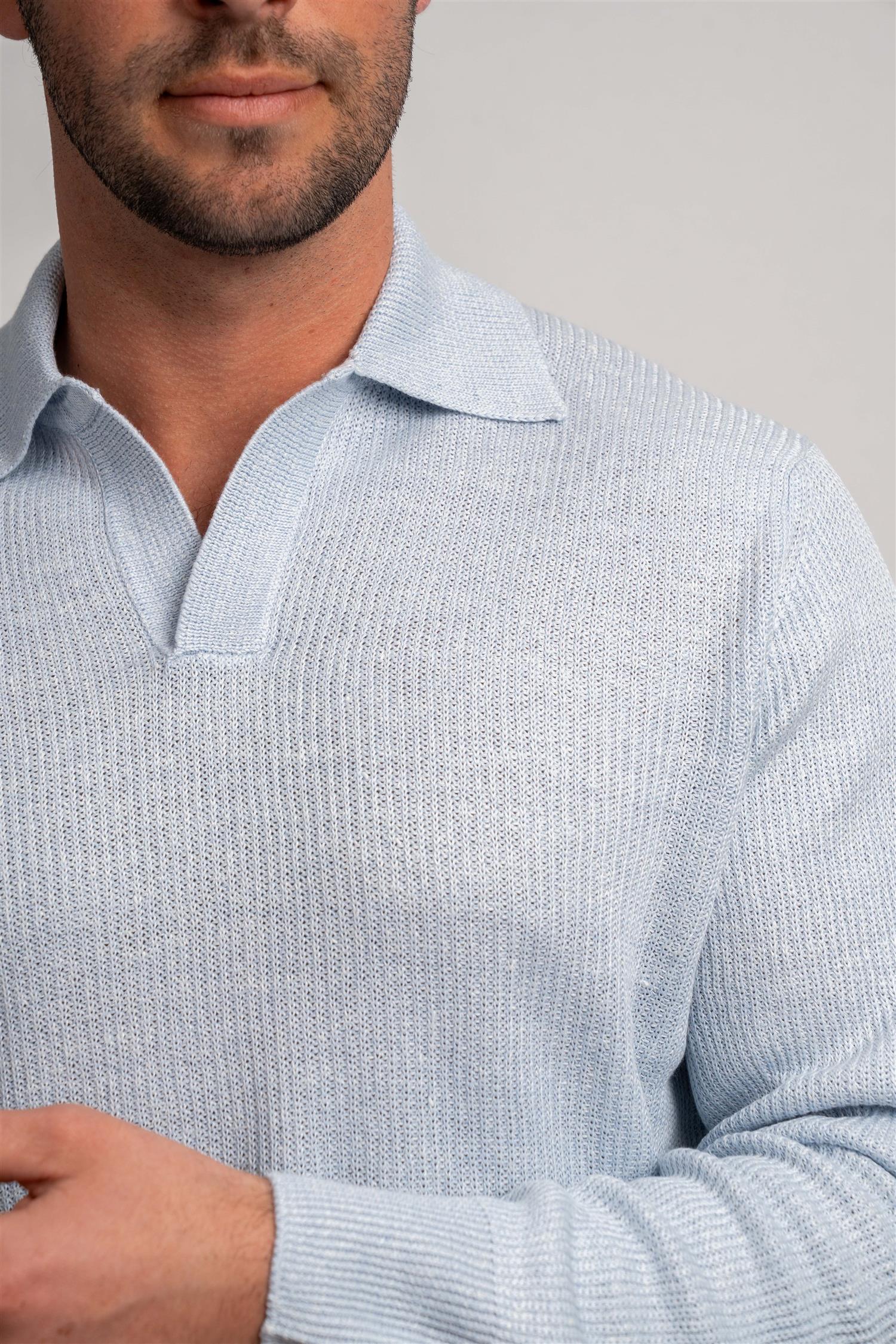 Polo LS Knitted - Light Blue