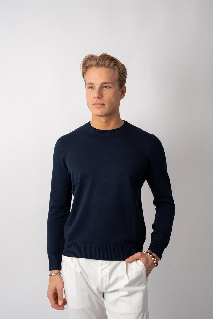 Cotton Crewneck - Navy